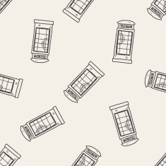 Telephone booth doodle seamless pattern background