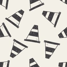 traffic Cone doodle seamless pattern background