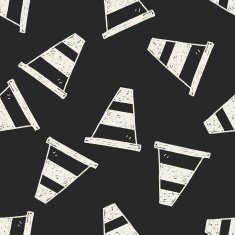 traffic Cone doodle seamless pattern background N2