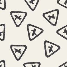 Traffic merges doodle seamless pattern background