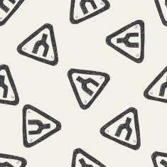 Traffic merges doodle seamless pattern background N2