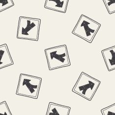 Traffic merges doodle seamless pattern background N4
