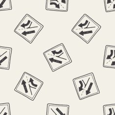 Traffic merges doodle seamless pattern background N5