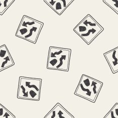Traffic merges doodle seamless pattern background N6