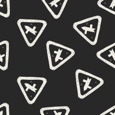 Traffic merges doodle seamless pattern background N7