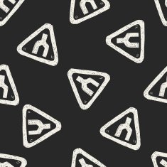 Traffic merges doodle seamless pattern background N8