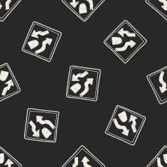 Traffic merges doodle seamless pattern background N11