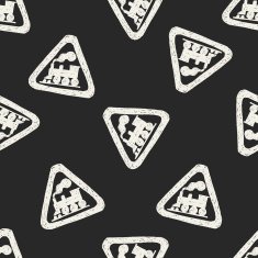 train doodle seamless pattern background