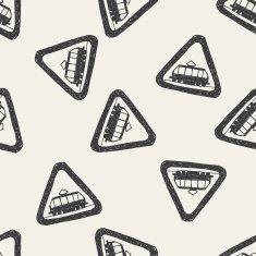 tram doodle seamless pattern background