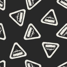 tram doodle seamless pattern background N2