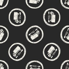 truck long limit doodle seamless pattern background N2
