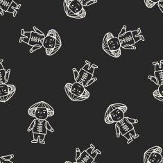 Vietnamese doodle seamless pattern background