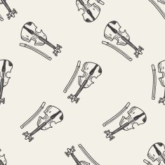 Violin doodle seamless pattern background