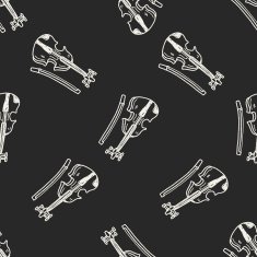 Violin doodle seamless pattern background N2