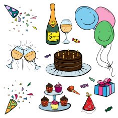 Vector Color Birthday Set Illustration