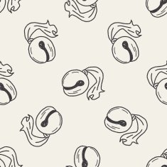 wooden fish doodle seamless pattern background