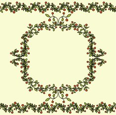 Vintage doodle Christmas background with berries