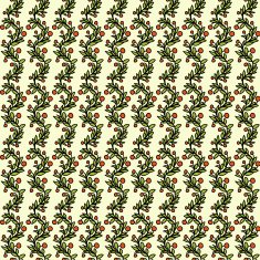 Seamless pattern with evergreen branches and red berries