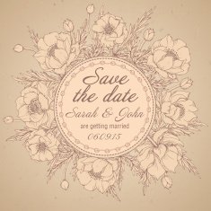 Vintage elegant wedding invitation or card Save the Date