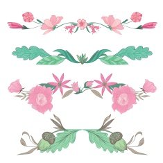 Vector Floral Vignettes in Pale Colors