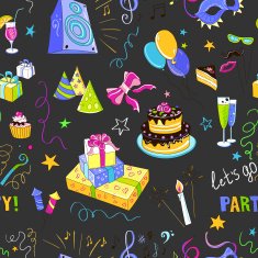 Colored hand-drawn party icon pattern