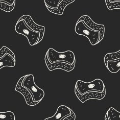 scouring pad doodle seamless pattern background N3