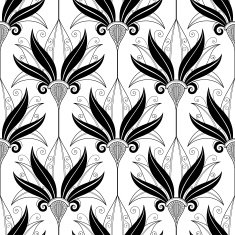 Vector Seamless Monochrome Floral Pattern N187