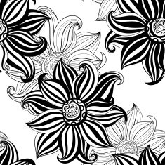 Vector Seamless Monochrome Floral Pattern N188