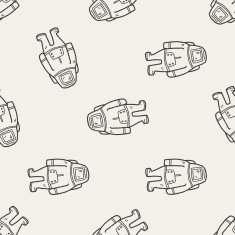 astronaut doodle seamless pattern background