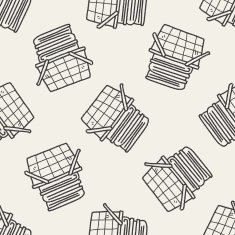 basket doodle seamless pattern background