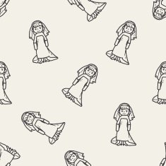 bride doodle seamless pattern background
