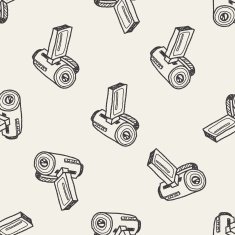 camera doodle seamless pattern background