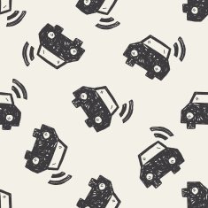 car wifi doodle seamless pattern background