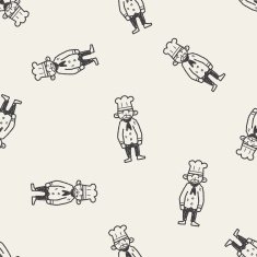 chef doodle seamless pattern background