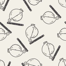 Circular Saw doodle seamless pattern background N4