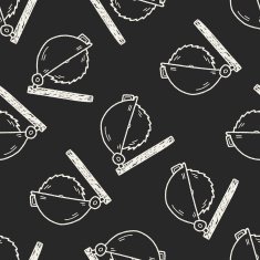 Circular Saw doodle seamless pattern background N6