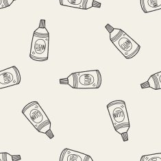 cleaner bottle doodle seamless pattern background