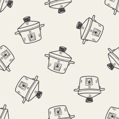 cooker doodle seamless pattern background N3