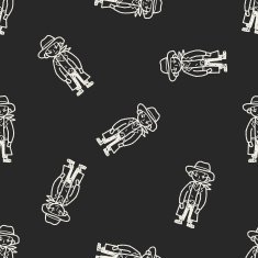 cowboy doodle seamless pattern background