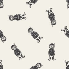 diver doodle seamless pattern background