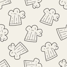 Doodle Chef Hat seamless pattern background