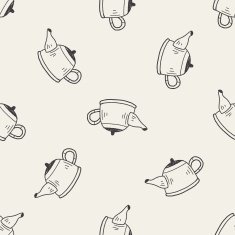 Doodle Kettle seamless pattern background N2