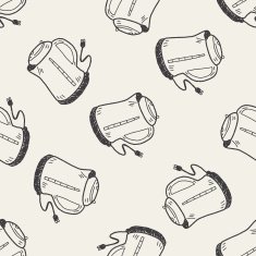 Doodle Kettle seamless pattern background N4