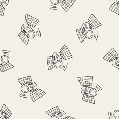 Doodle Satellites seamless pattern background