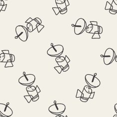 Doodle Satellites seamless pattern background N2