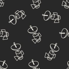 Doodle Satellites seamless pattern background N4