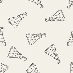 Doodle Test tube seamless pattern background N4