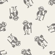 farmer doodle seamless pattern background