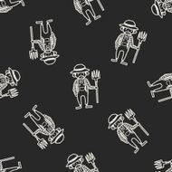farmer doodle seamless pattern background N2