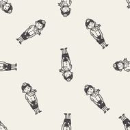 Flight Attendant doodle seamless pattern background